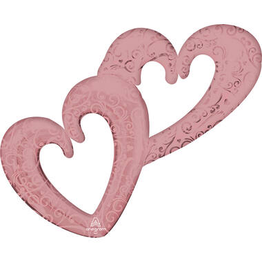 Foil Balloon - Shape - Intertwined Hearts - Rose Gold - 134 x 91 cm