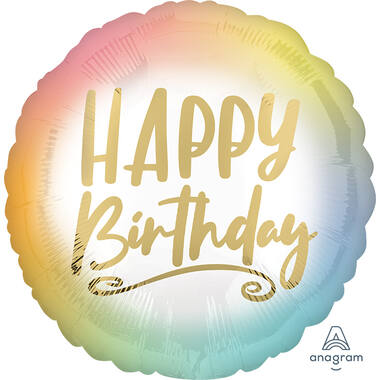 Foil Balloon - "HAPPY Birthday" - Ombre and Gold - 45 cm