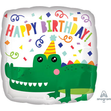 Foil Balloon - Shape - Square - "HAPPY BIRTHDAY" - Gator - 45 cm