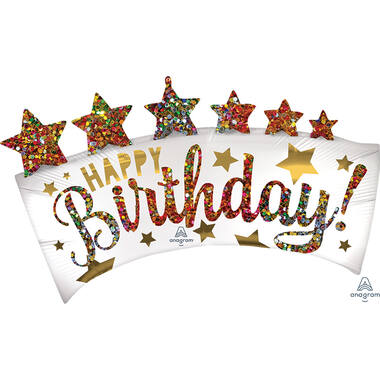 Foil Balloon – Shape – Banner – "HAPPY Birthday" – Glitter – 60 x 88 cm