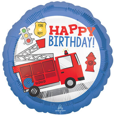 Foil Balloon – FR Fire Brigade – "HAPPY BIRTHDAY" – 45 cm