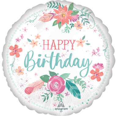 Foil Balloon - Free Spirit "HAPPY Birthday" - 45 cm