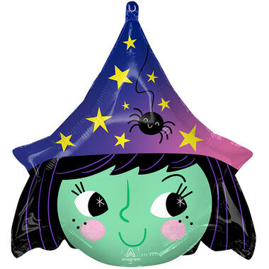Foil Balloon - Shape - Witch Head Halloween - 45 cm