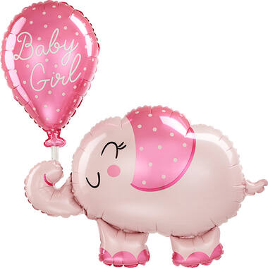 Foil Balloon - Shape - Elephant - "Baby Girl" - 73 x 78 cm