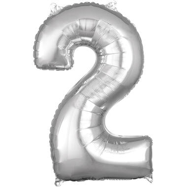 Foil Balloon - Number - 2 - Silver - 43 x 66 cm