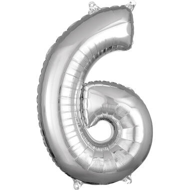 Foil Balloon - Number - 6 - Silver - 43 x 66 cm
