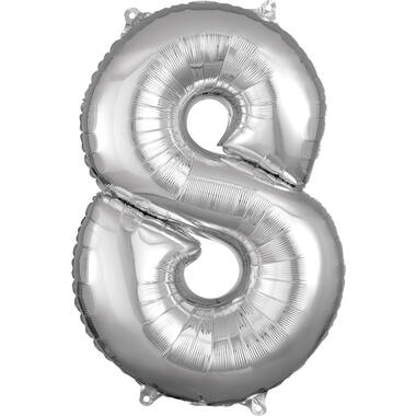 Foil Balloon - Number - 8 - Silver - 43 x 66 cm