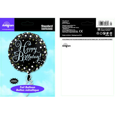 Foil Balloon - "Happy Birthday" - Holographic Glitter - 45 cm