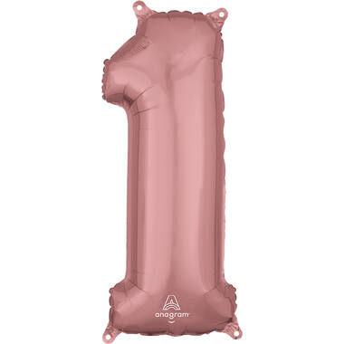 Foil Balloon - Number - 1 - Rose Gold - 28 x 66 cm