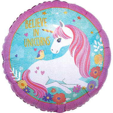 Foil Balloon - Magical "BELIEVE IN UNICORNS" - 45 cm