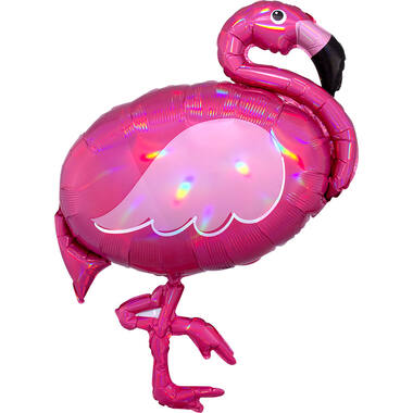 Foil Balloon - Shape - Flamingo - Holographic Iridescent - Pink - 71 x 83 cm