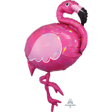 Foil Balloon - Shape - Flamingo - Holographic Iridescent - Pink - 71 x 83 cm