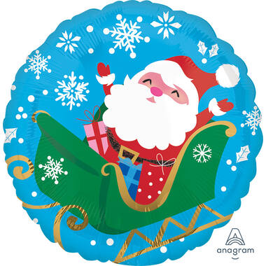 Foil Balloon - Happy Santa in Sleigh - 45 cm