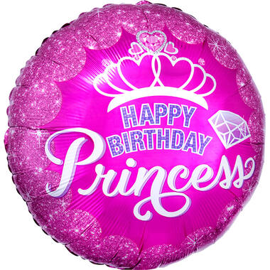 Foil Balloon - "HAPPY BIRTHDAY Princess" - Gem Crown - 45 cm