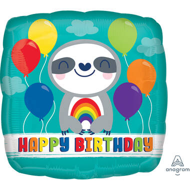 18in/45cm HBday Sloth w Rainbow