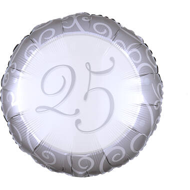 Foil Balloon - "25" - Anniversary - Silver - 45 cm