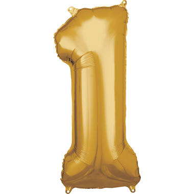 Large Number 1 Gold Foil Balloon N34 Packaged 88 cm x 38 cm