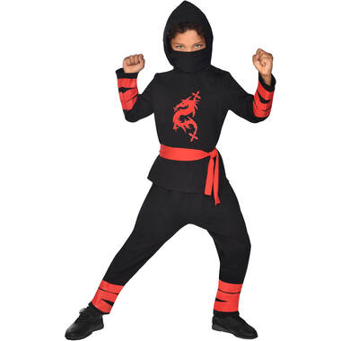 Childrens Costume Ninja Warrior Black 8-10 Years
