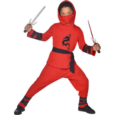 Childrens Costume Ninja Warrior Red 6-8 Years