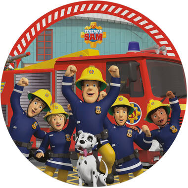 8 Plates Fireman Sam Round Paper 23 cm