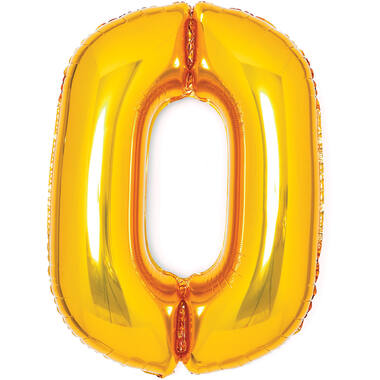 Medium Number 0 Gold Foil Balloon N26 Packaged 67 cm x 47 cm