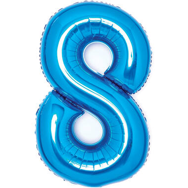 Medium Number 8 Blue Foil Balloon N26 Packaged 74 cm x 49 cm