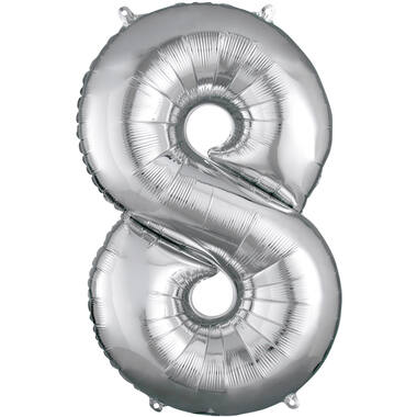 34in/86cm Number 8 Silver