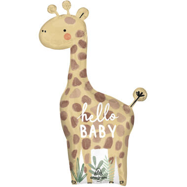 Foil Balloon - Shape Giraffe "hello BABY" - Soft Jungle - 63 x 106 cm