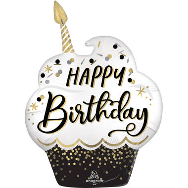 Foil Balloon - Shape Cupcake "Happy Birthday"