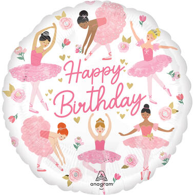 Foil Balloon - Ballerina "Happy Birthday" - 45 cm