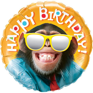 Foil Balloon - Laughing Chimpanzee - "HAPPY BIRTDAY"- 45 cm