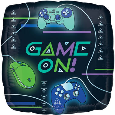 Foil Balloon - Square Shape "GAME ON!" - 45 cm