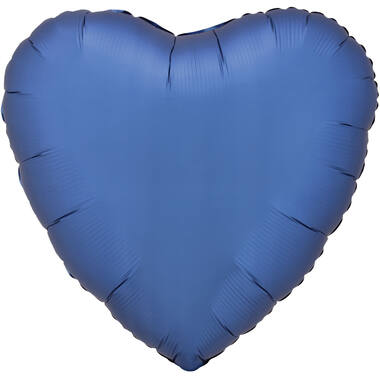 Standard Silk Lustre Azure Blue Heart Foil Balloon C16 Packaged 43 cm