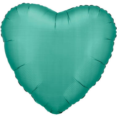 Standard Silk Lustre Jade Green Heart Foil Balloon C16 Packaged 43 cm