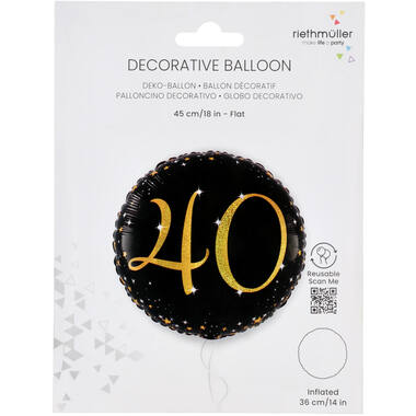 Standard Holographic Starlight Birthday 40 Foil Balloon C55 Packaged 45 cm