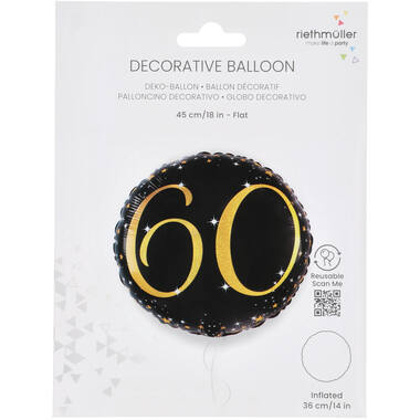 Standard Holographic Starlight Birthday 60 Foil Balloon C55 Packaged 45 cm
