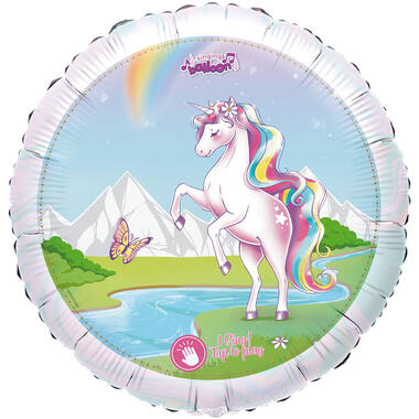 Singing Balloon Happy Birthday UNICORN Foil Balloon iridescent H80 packaged 71 x 71 cm