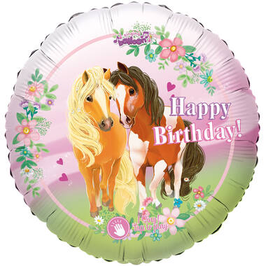 Singing Balloon Happy Birthday Horses Foil Balloon H80 packaged 71 x 71 cm