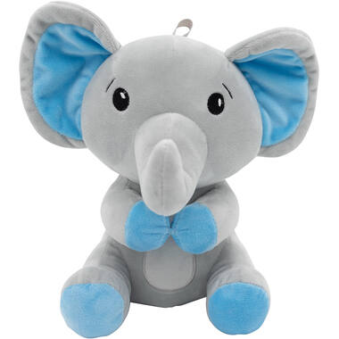 2-in-1 plush toy balloon weight elephant with blue ears, with loop, 21cm, 170g