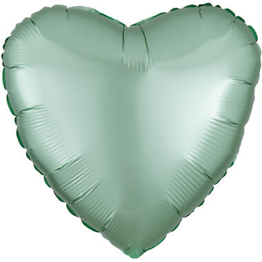Standard Silk Lustre Mint Green Heart Foil Balloon C16 Packaged 43 cm