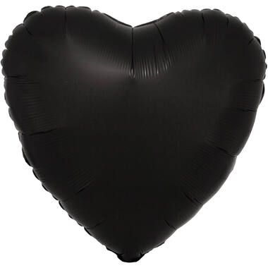 Standard Silk Lustre Black Heart Foil Balloon C16 Packaged 43 cm