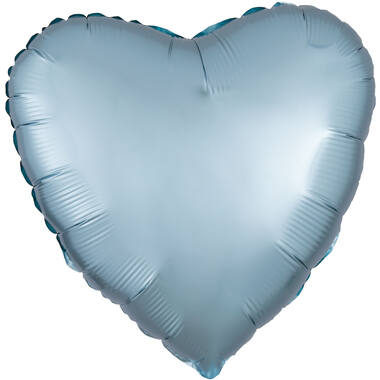 Standard Silk Lustre Pastel Blue Heart Foil Balloon C16 Packaged 43 cm