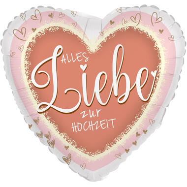Standard Heart - Alles Liebe zur Hochzeit - GER Foil Balloon RP40 Pakcaged 45 cm