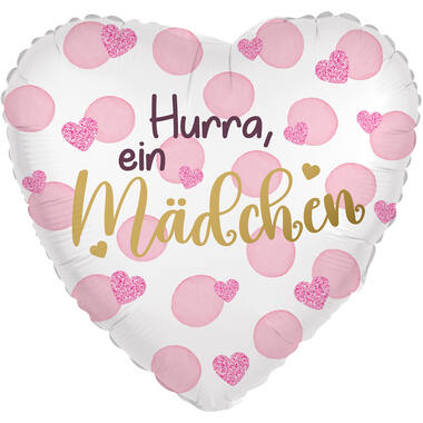 Standard Heart - Hurra, ein Mädchen - GER Foil Balloon RP40 Packaged 45 cm