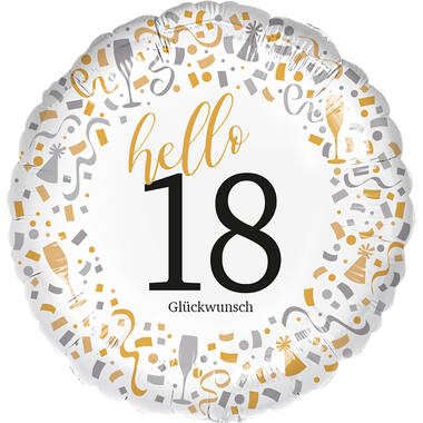 Standard - Hello 18 - GER Foil Balloon RP40 Packaged 45 cm