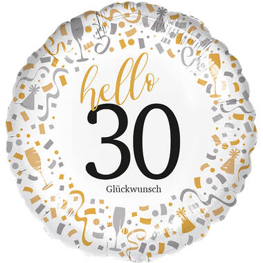 Standard - Hello 30 - GER Foil Balloon RP40 Packaged 45 cm