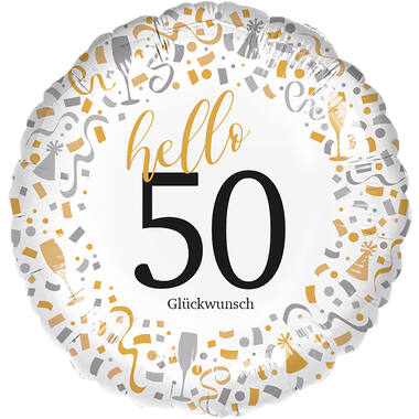 Standard - Hello 50 - GER Foil Balloon RP40 Packaged 45 cm