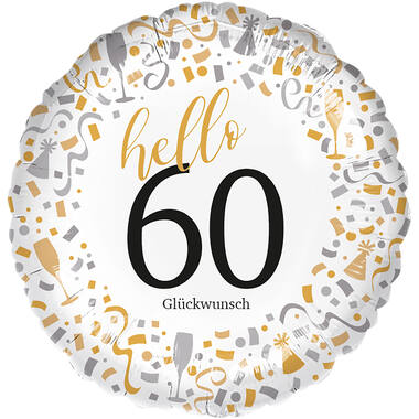Standard - Hello 60 - GER Foil Balloon RP40 Packaged 45 cm