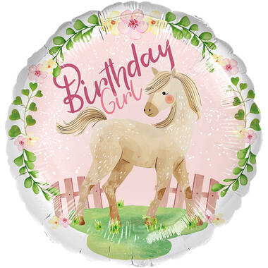 Standard - Horse Birthday Girl - ENG Foil Balloon RP40 Packaged 45 cm