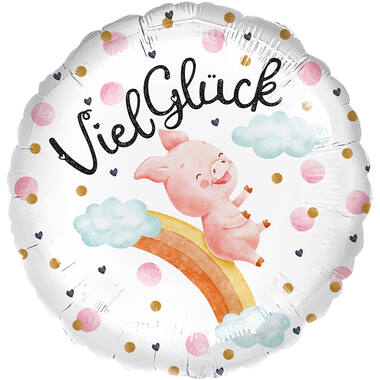 Standard - Viel Glück Schweinchen - GER Foil Balloon RP40 Packaged 45 cm